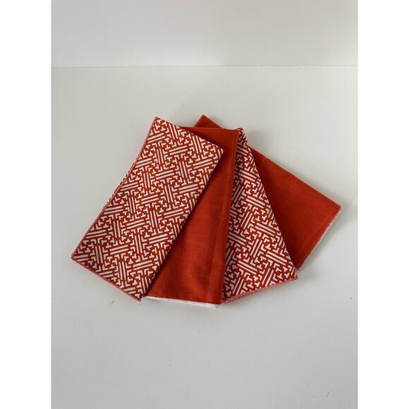 Vintage Cloth Napkins, burnt orange and cream, set of 4 - Picture 2 of 7